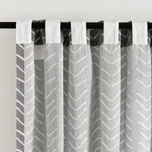Hygge Modern Arrow Faux Linen Window Curtain Panel Set 2 Pieces