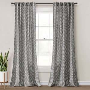 Hygge Modern Arrow Faux Linen Window Curtain Panel Set 2 Pieces