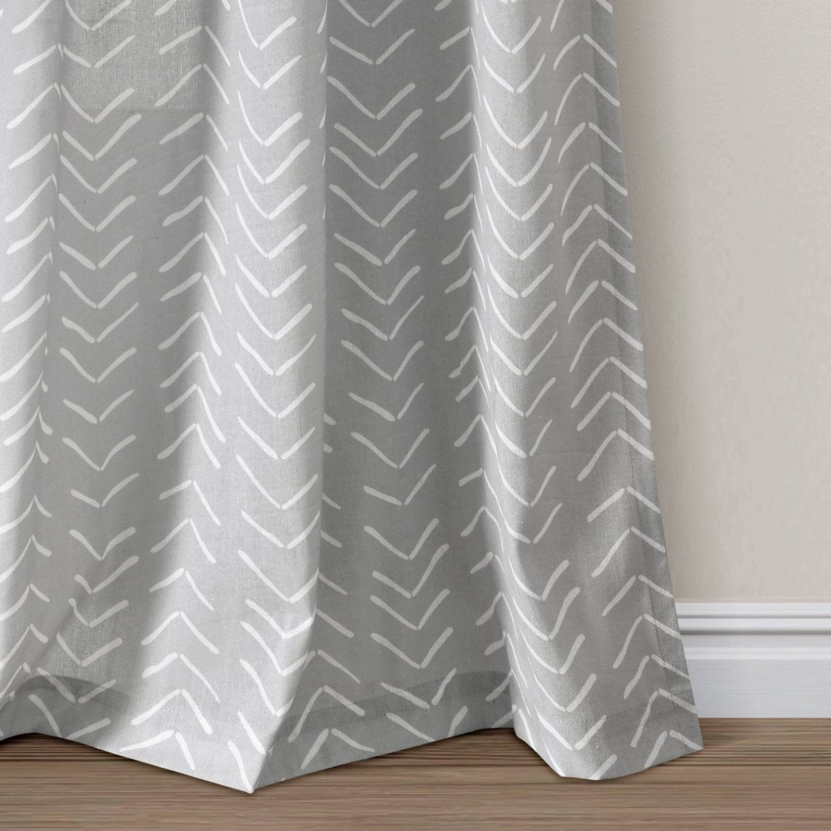 Hygge Modern Arrow Faux Linen Window Curtain Panel Set 2 Pieces