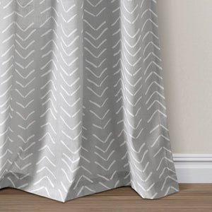 Hygge Modern Arrow Faux Linen Window Curtain Panel Set 2 Pieces