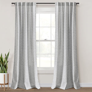 Hygge Modern Arrow Faux Linen Window Curtain Panel Set 2 Pieces