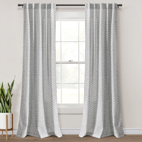 Hygge Modern Arrow Faux Linen Window Curtain Panel Set 2 Pieces
