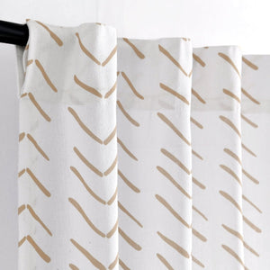 Hygge Modern Arrow Faux Linen Window Curtain Panel Set 2 Pieces