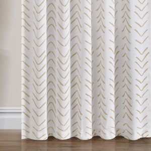 Hygge Modern Arrow Faux Linen Window Curtain Panel Set 2 Pieces