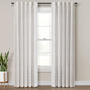 Hygge Modern Arrow Faux Linen Window Curtain Panel Set 2 Pieces
