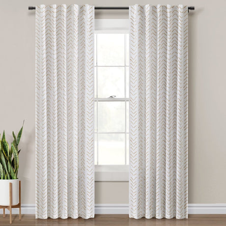 Hygge Modern Arrow Faux Linen Window Curtain Panel Set 2 Pieces