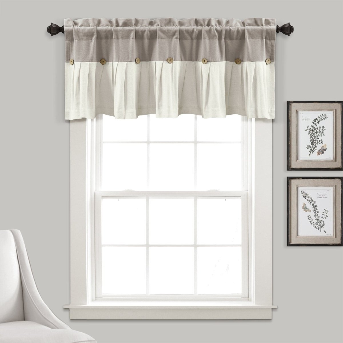 Linen Button Valance Window Panel