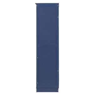Kitchen Pantry, Freestanding Kitchen Storage Cabinet Display Cabinet With Glass Doors And 4 Built In Drawers For Living Room, Home Office - Blue