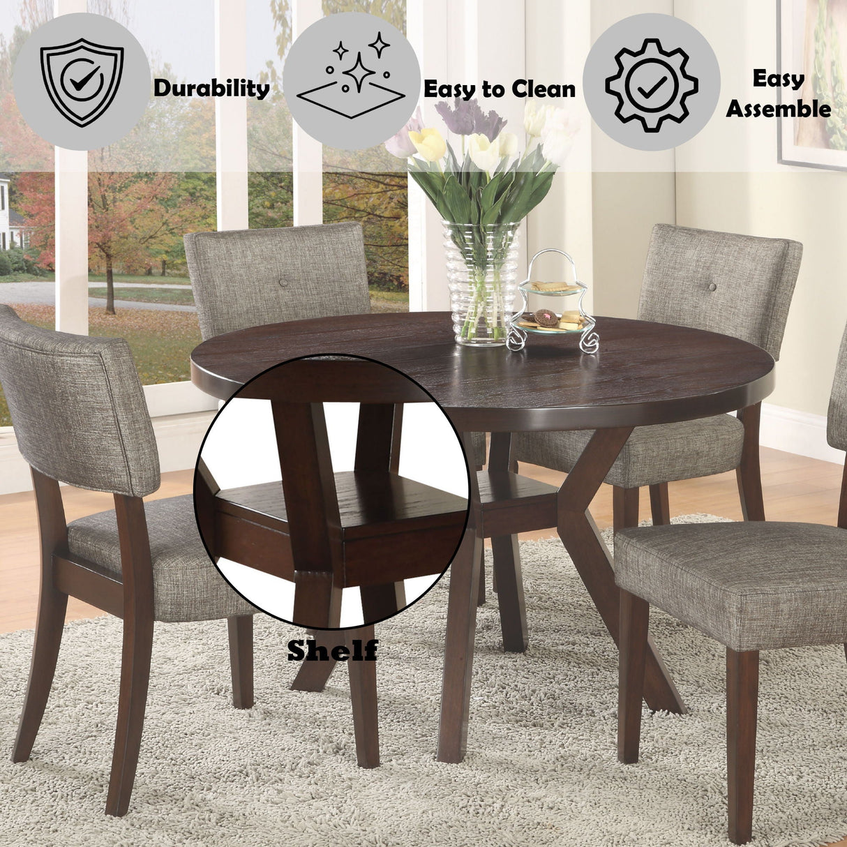 Drake - 5 Pieces Dining Room Set - Espresso / Gray - Best Buy Furniture