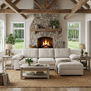 Modern L-Shaped Sectional Sofa with Ottoman - 105.5 Inch