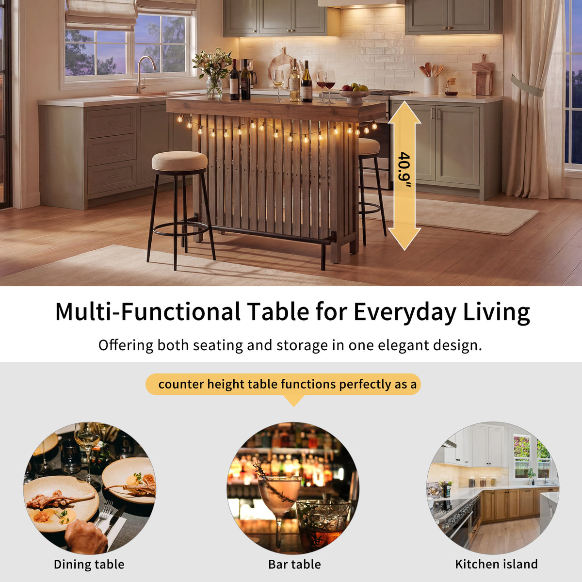 U_Style 3-in-1 Sideboard Table with Wine Storage