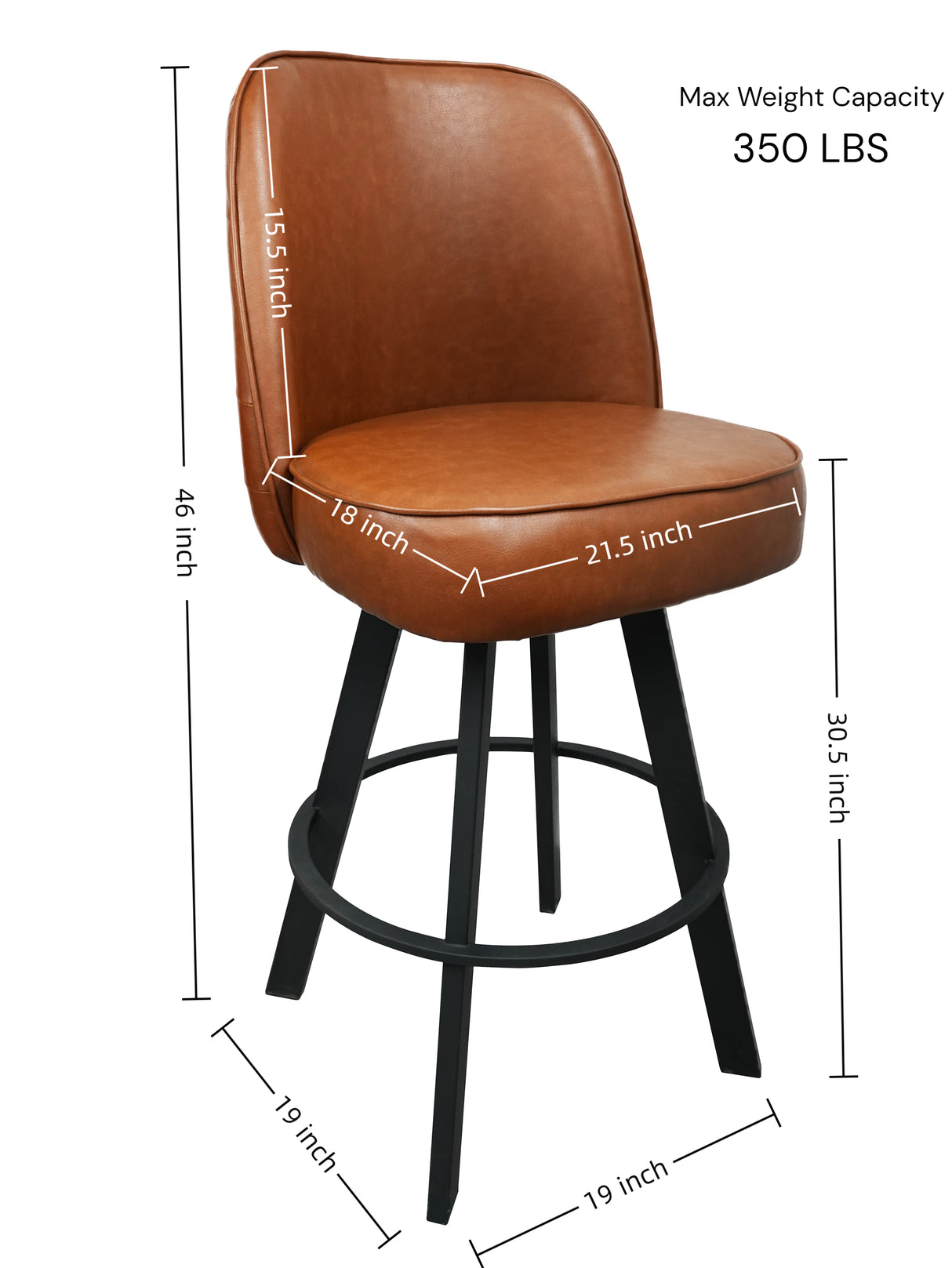 Set of 2 Commercial Grade Swivel Button-Tufted Back Bar Stools