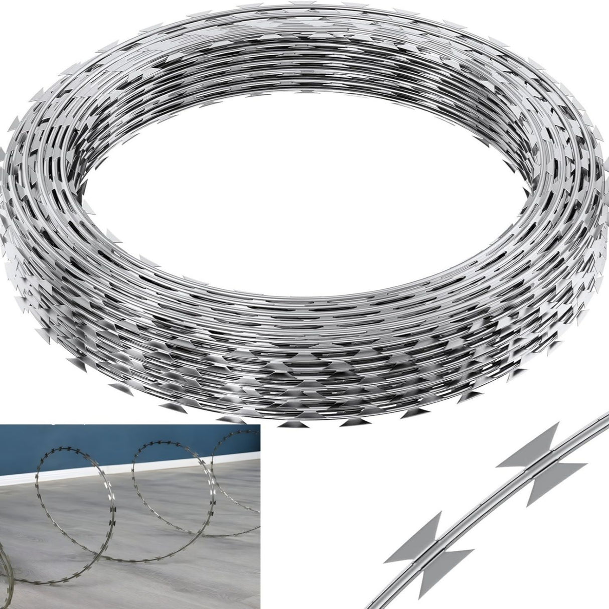 Galvanized Barbed Wire Fence Roll, Security Fencing With Sharp Razor Edges