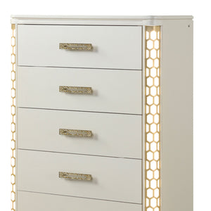 Jasmine - 5 Drawer Chest With Side LED Lightning - Beige