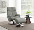 Kandoro - Top Grain Leather Accent Chair With Swivel & Ottoman - Gray - Best Buy Furniture