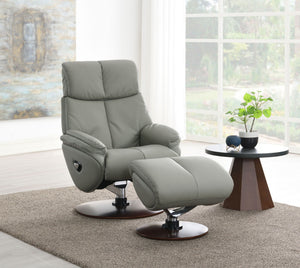 Kandoro - Top Grain Leather Accent Chair With Swivel & Ottoman - Gray - Best Buy Furniture