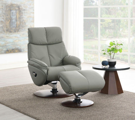 Kandoro - Top Grain Leather Accent Chair With Swivel & Ottoman - Gray - Best Buy Furniture