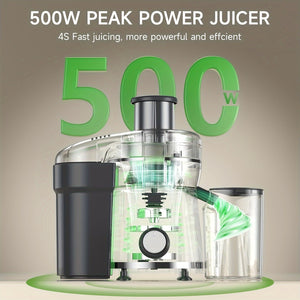500W Juicer Machine for Fruits & Veggies – Wide Mouth, Stainless Steel, Easy Clean