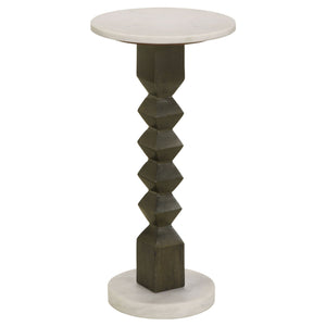 Selena - Round Side Table - White / Gray