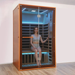 Double Sauna Room With Carbon Heating Plates - American White Oak