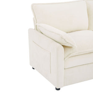 Modern 3 Seater Sofa With Side Storage Pockets For Living Room