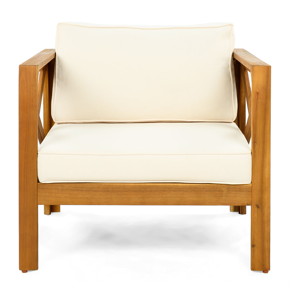 Outdoor Acacia Wood Club Armchair with Cushions (Set of 4)