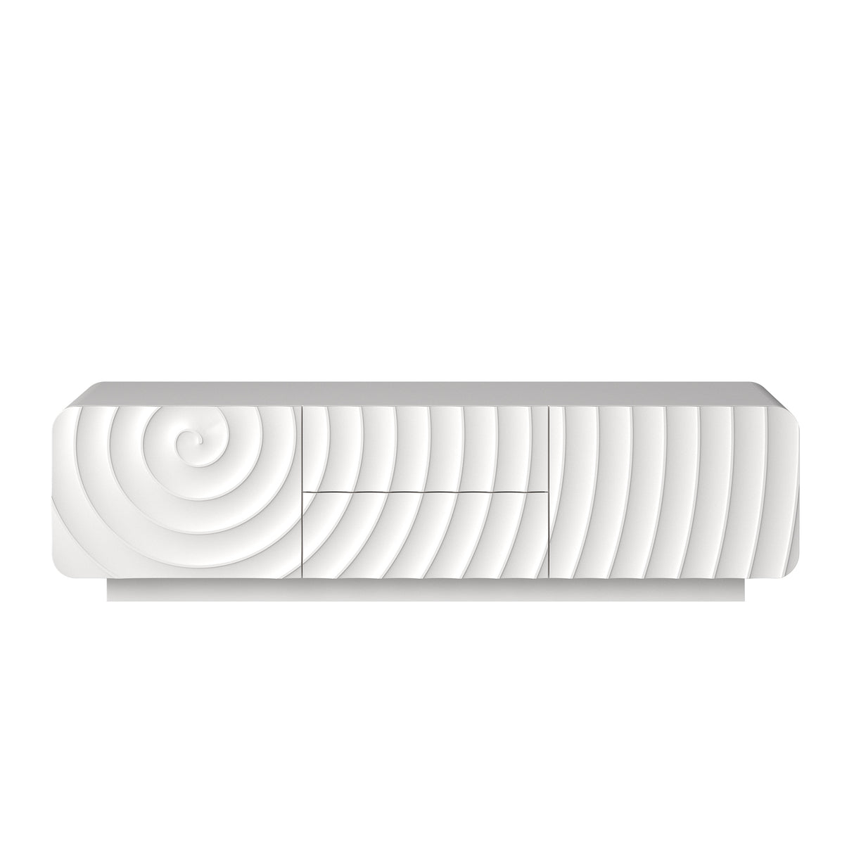 58" TV Console with Modern Unique Spiral Wave Design