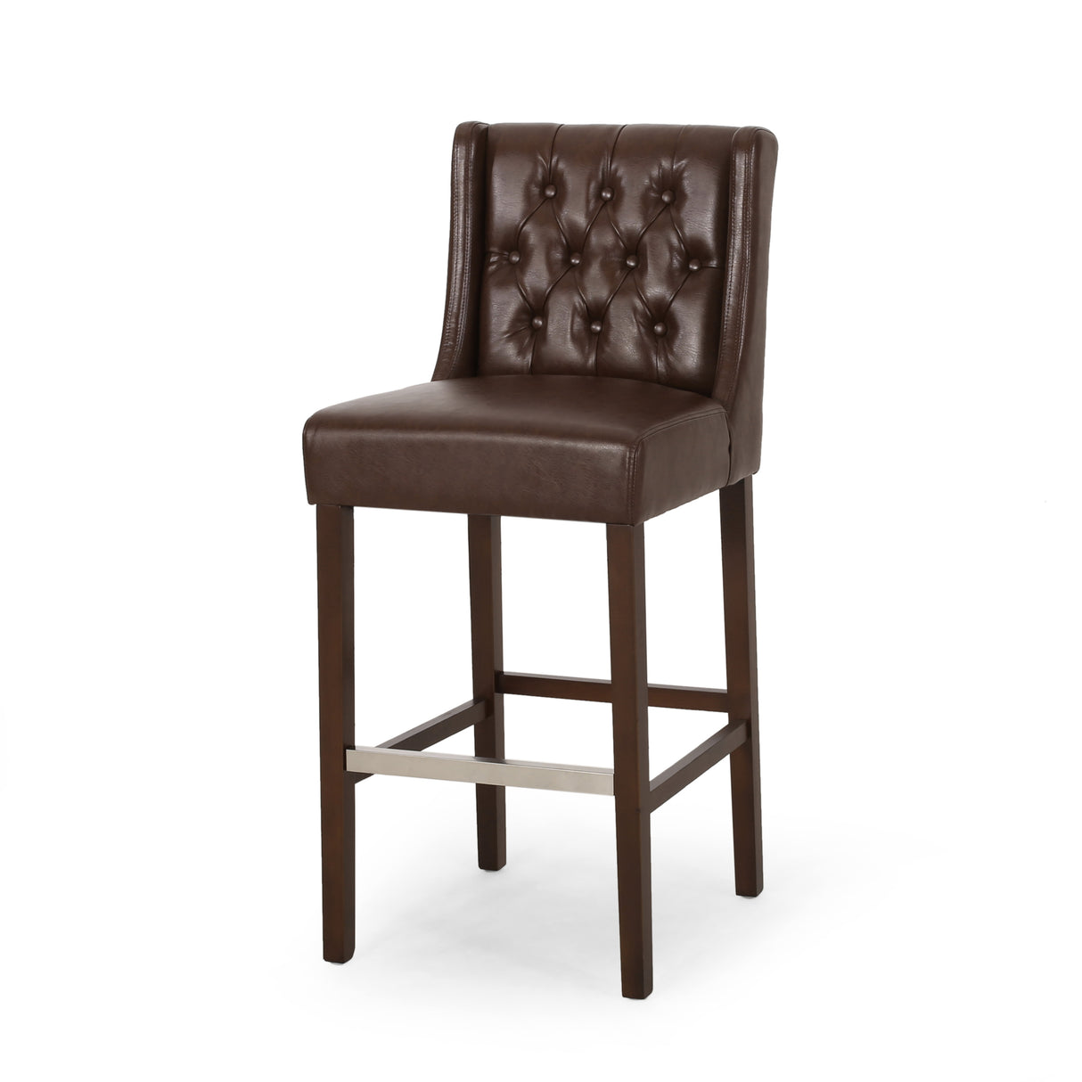 30.5 Inch Seat Height Bar Stool with PU Upholstery and Metal Footrest