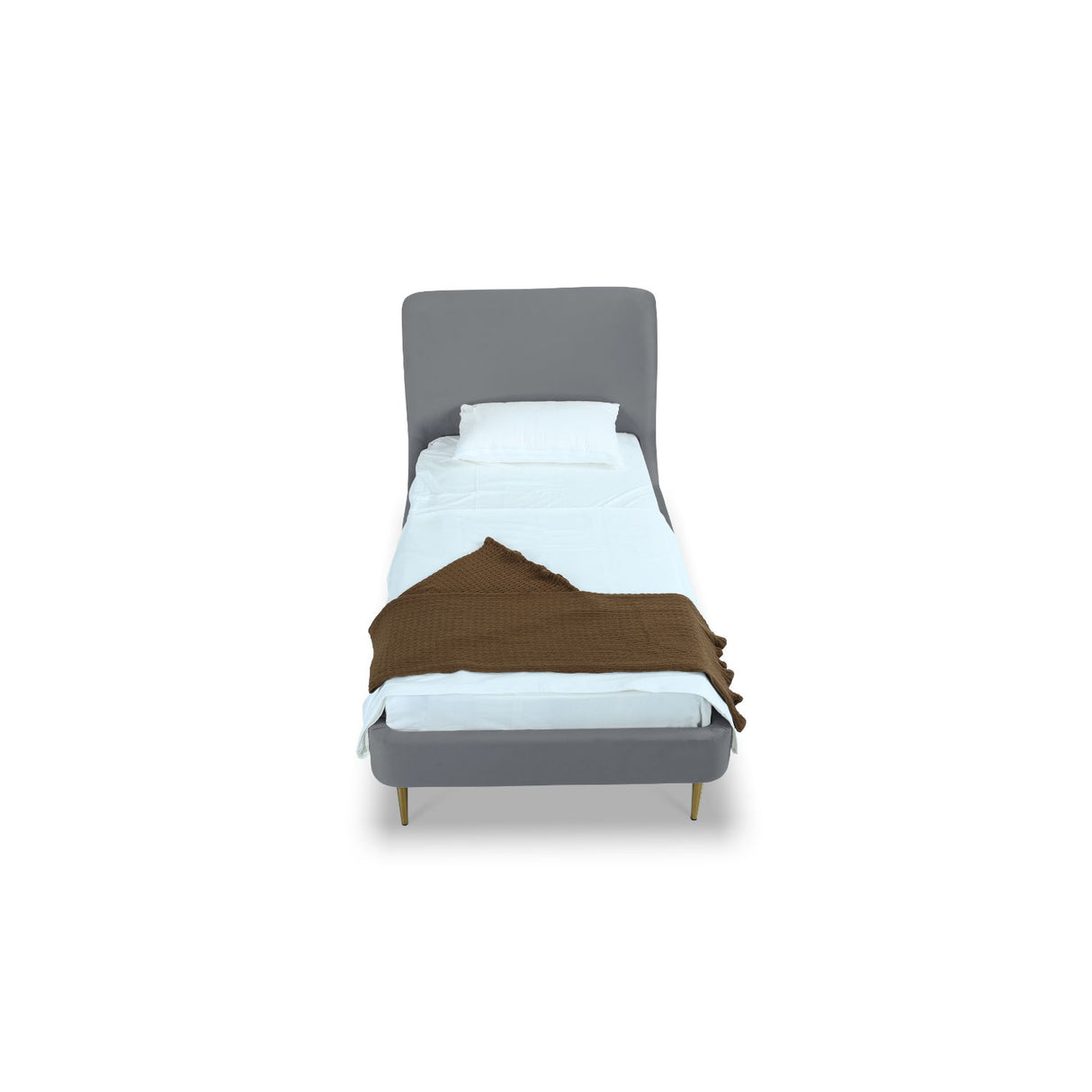 Mid-Century Modern Upholstered Bed With Curved Headboard