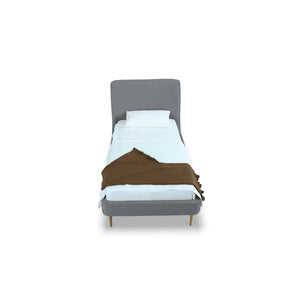 Mid-Century Modern Upholstered Bed With Curved Headboard