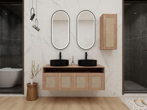 48" Bathroom Vanity with Ceramic Art Sink and Side Cabinet