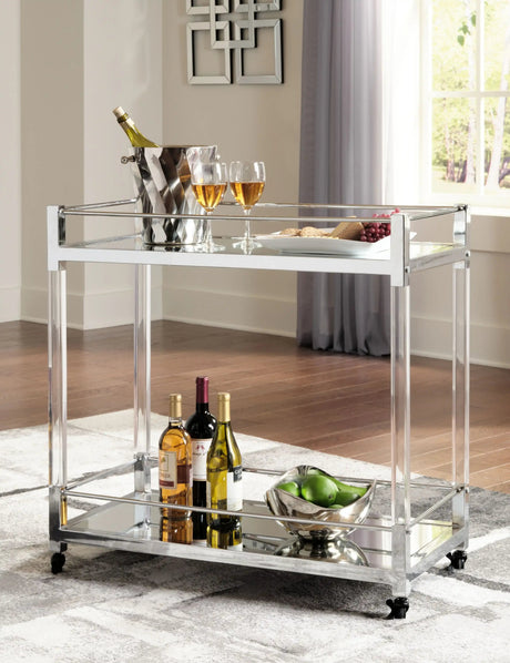Chaseton - Bar Cart - Clear / Silver Finish - Best Buy Furniture