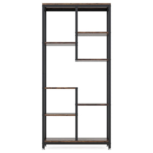 6 Tier, 8 Shelf Etagere Bookcase Storage Display Rack For Living Room - Rustic Brown