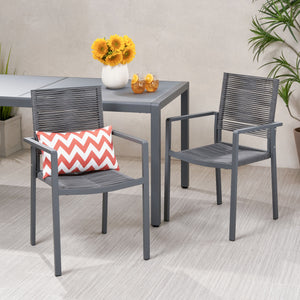 Outdoor Modern Aluminum Dining Chair with Rope Seat (Set of 2)