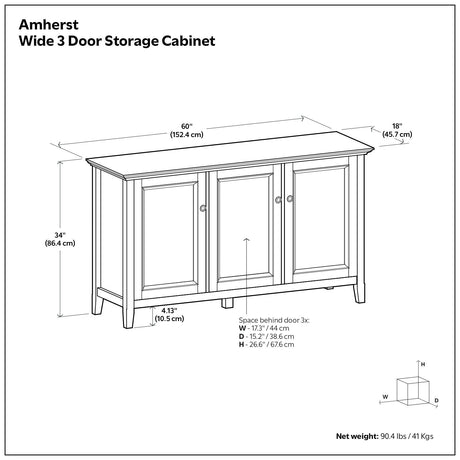 Amherst - Wide 3 Door Storage Cabinet - Hickory Brown