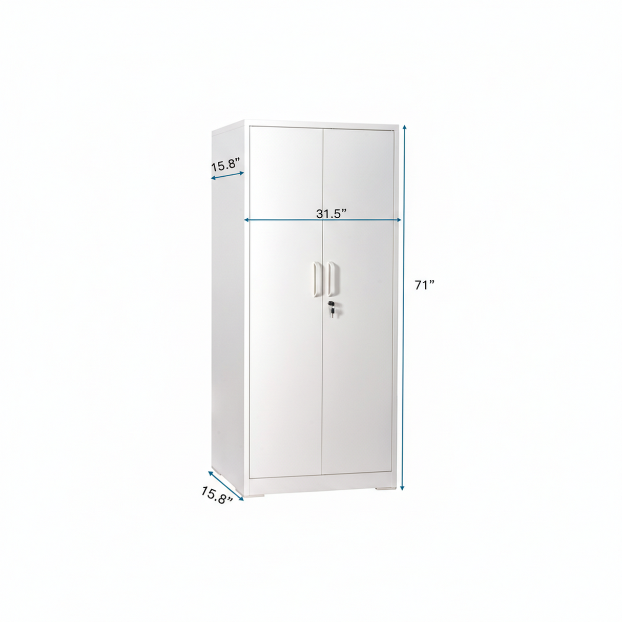 Container Furniture Direct Ironclad 71" Metal Storage Cabinet with Locking Doors and 4 Adjustable Shelves