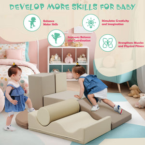 7-Piece Indoor Climbing Foam Set, Soft PU Toddler Play Blocks, Colorful