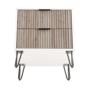Dumbo - Fluted Nightstand With 2 Drawers - Gray / White