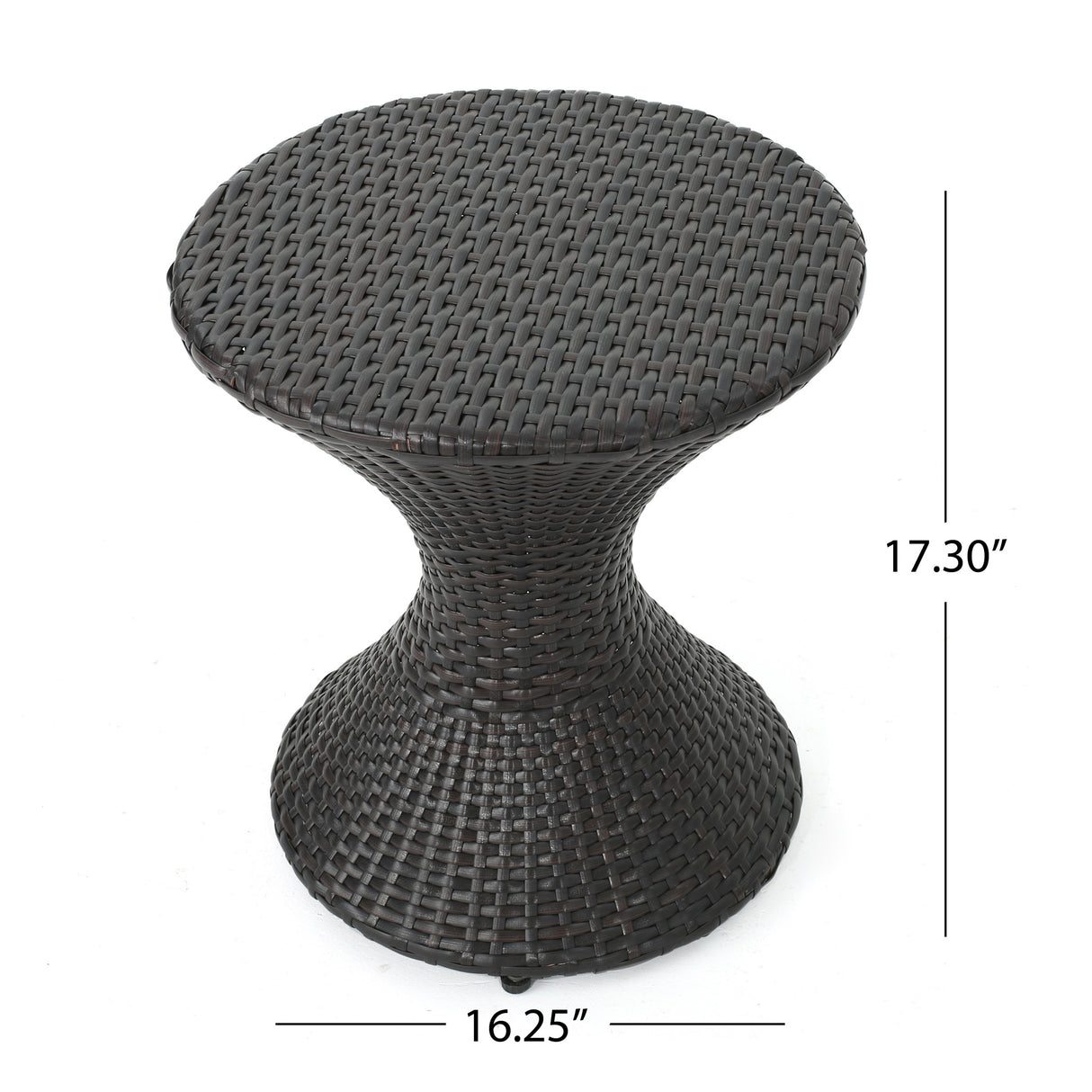 Outdoor 16-Inch Multi-Brown Wicker Hourglass Side Table
