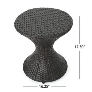 Outdoor 16-Inch Multi-Brown Wicker Hourglass Side Table