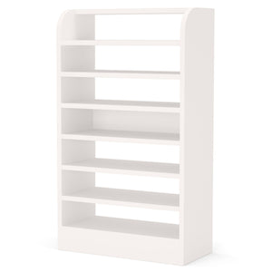 8 Tier Tall Shoe Rack, Wooden Shoe Storage Cabinet, Entryway Organizer - White