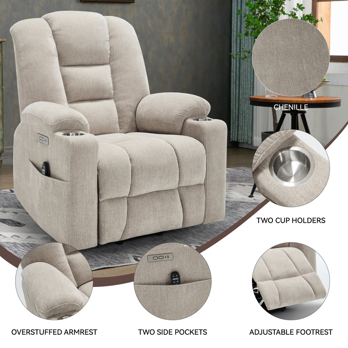 Power Lift Recliner Chair with Massage and Heat