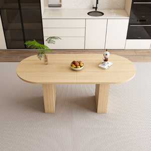 Oval Dining Table With Wood Strip Base