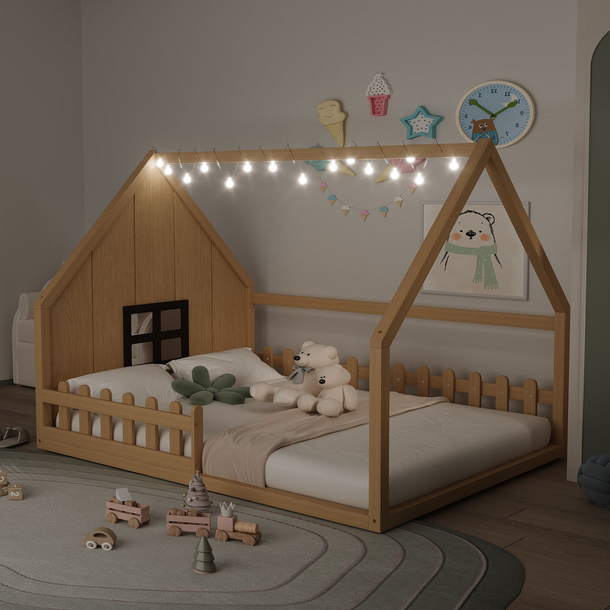 House Bed With Window And Fence