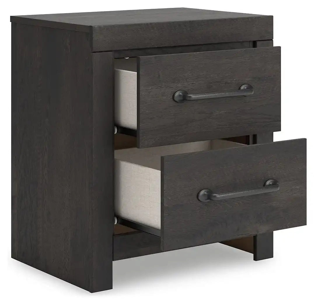 Hollivern - Two Drawer Night Stand - Dark Gray - Best Buy Furniture