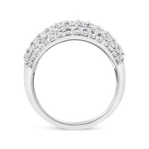 .925 Sterling Silver 2.00 Cttw Round and Baguette-Cut Diamond Cluster Ring (H-I Color, I1-I2 Clarity) - Size 7