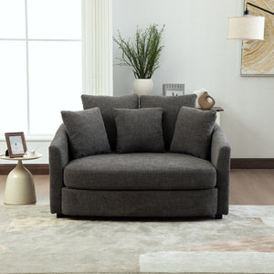 56.3'' Wide Upholstered Round Accent Cuddle Chaise with Pillows