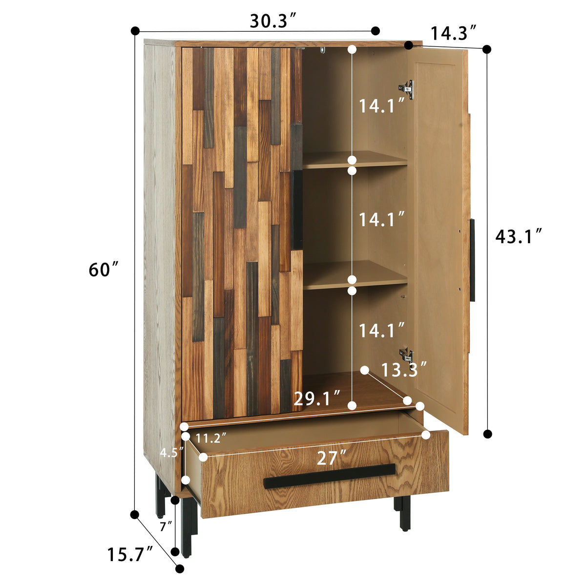 60" Tall Storage Cabinet with Drawer