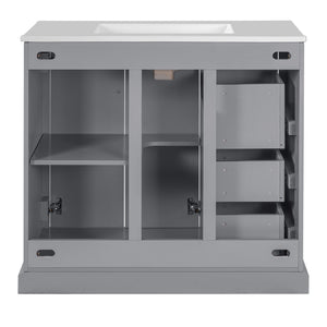 Bathroom Vanity With Sink, Soft Close Doors, Adjustable Shelf & 3 Drawers