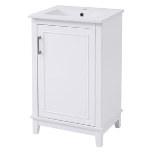 Modern Small Bathroom Vanity Cabinet With Ceramic Basin, Ample Storage, 1 Soft Close Door